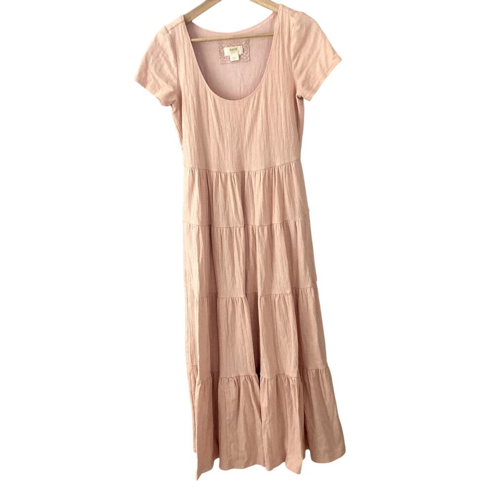 Maeve Anthropologie Gillian Tiered Maxi Dress Pearl Pink Small